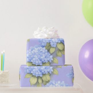 Blue Hydrangea Floral Wrapping Paper