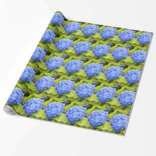 Blue hydrangea floral wrapping paper