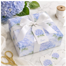 Blue Hydrangea Floral Wrapping Paper