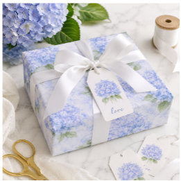 Blue Hydrangea Floral Wrapping Paper