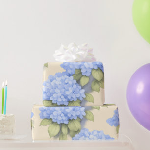 Blue Hydrangea Floral Wrapping Paper