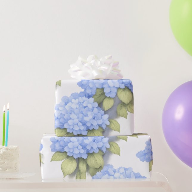 Blue Hydrangea Floral Wrapping Paper – Boutique  (Party Gifts)