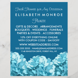 Blue Hydrangea, Floristry Advertising Flyer