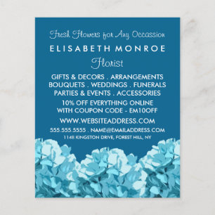 Blue Hydrangea, Floristry Advertising Flyer