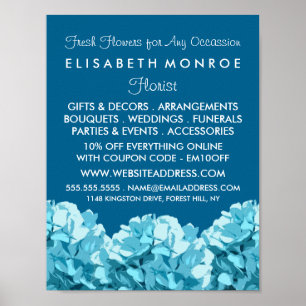 Blue Hydrangea, Floristry Advertising Poster