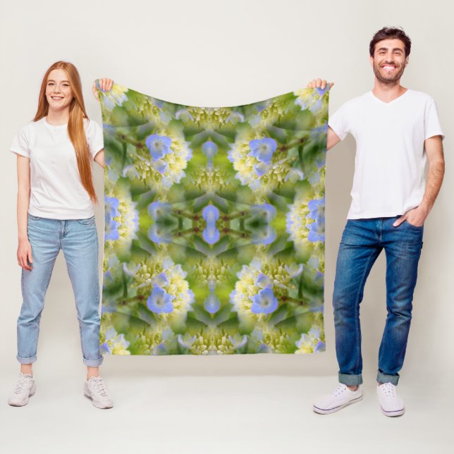 Blue Hydrangea Flower Abstract  Fleece Blanket (In Situ)