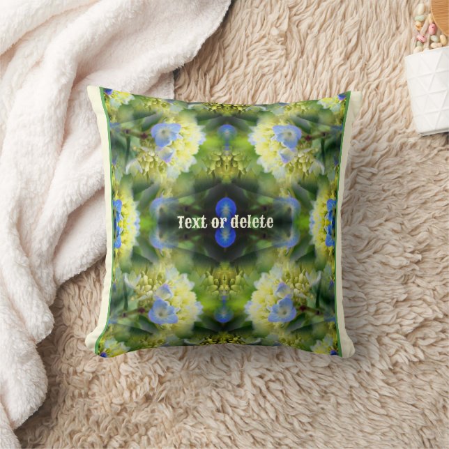 Blue Hydrangea Flower Abstract Personalised Cushion (Blanket)