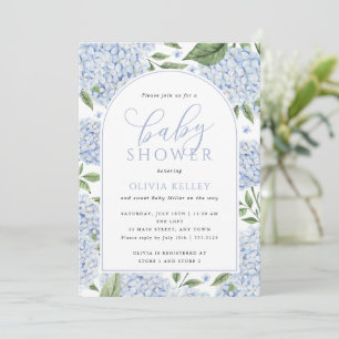 Blue Hydrangea Flower Arch Baby Shower Invitation
