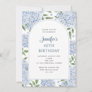 Blue Hydrangea Flower Arch Birthday Invitation