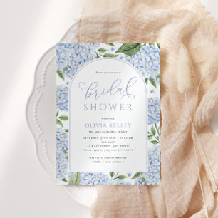 Blue Hydrangea Flower Arch Bridal Shower Invitation