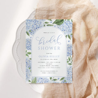 Blue Hydrangea Flower Arch Bridal Shower Invitation