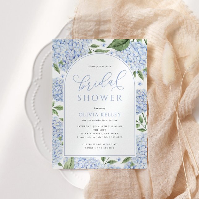 Blue Hydrangea Flower Arch Bridal Shower Invitation (Creator Uploaded)