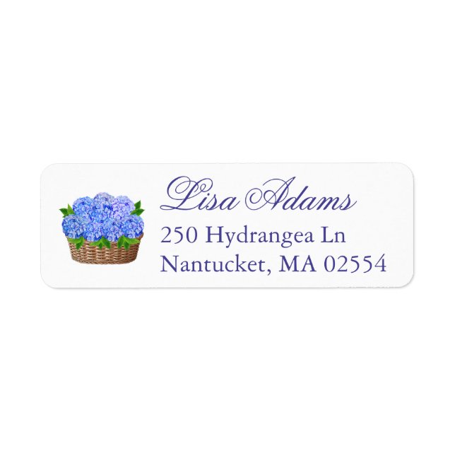 Blue Hydrangea Flower Basket Coastal Wedding Favou (Front)