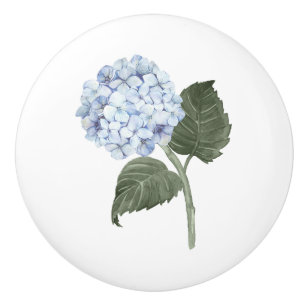 Blue Hydrangea Flower Bloom  Ceramic Knob