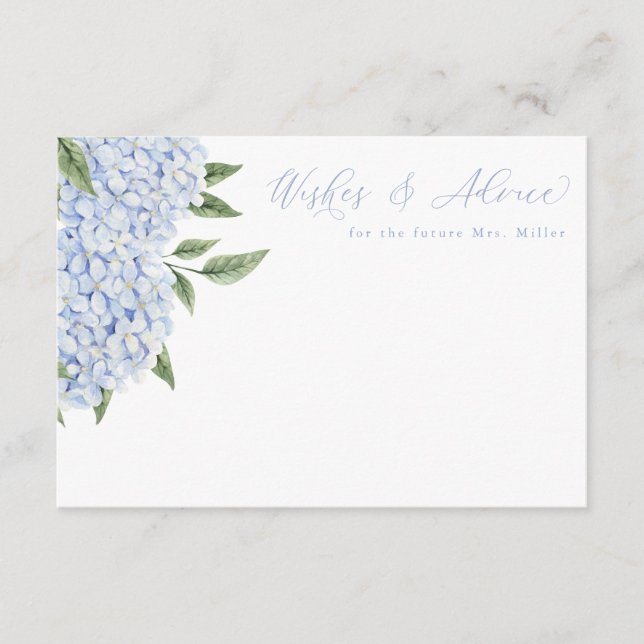Blue Hydrangea Flower Blooms Floral Advice Card (Front)