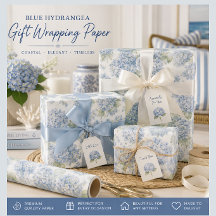 Blue Hydrangea Flower Blooms Gift Wrap