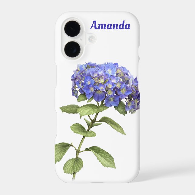 Blue Hydrangea Flower Botanical Art Personalised (Back)