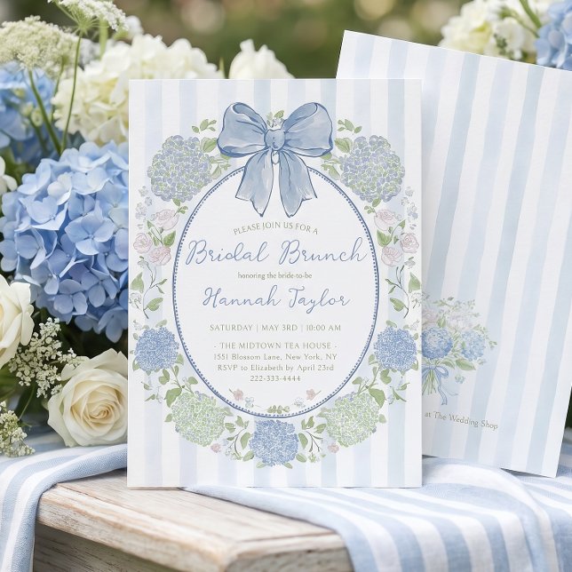 Blue Hydrangea Flower Bridal Brunch Invitation (Creator Uploaded)