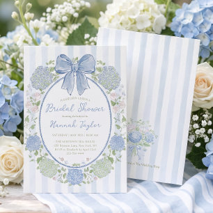 Blue Hydrangea Flower Bridal Shower Invitation