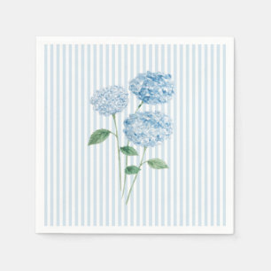 Blue Hydrangea Flower Custom Wedding Blue Stripe Napkin