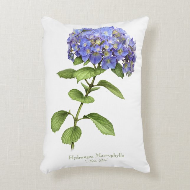 Blue Hydrangea Flower Decorative Cushion (Front(Vertical))