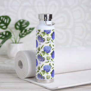 Blue Hydrangea Flower Design Water Bottle