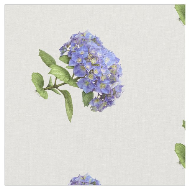Blue Hydrangea Flower Fabric (Close Up)