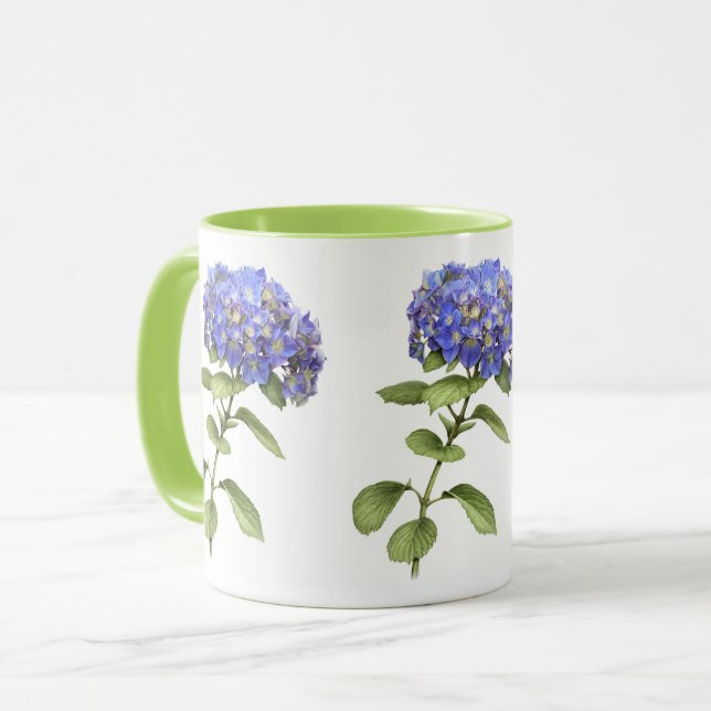 Blue Hydrangea Flower Mug (Front Left)