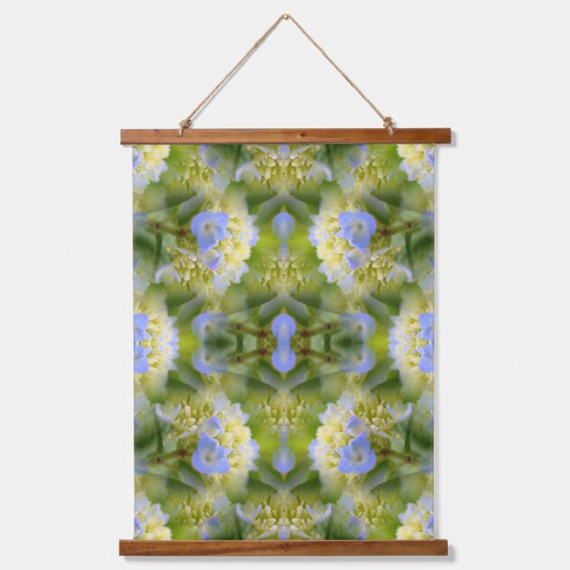 Blue Hydrangea Flower Multiplied Abstract  Hanging Tapestry (Front)