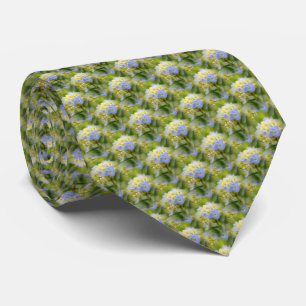 Blue Hydrangea Flower Nature Pattern Tie