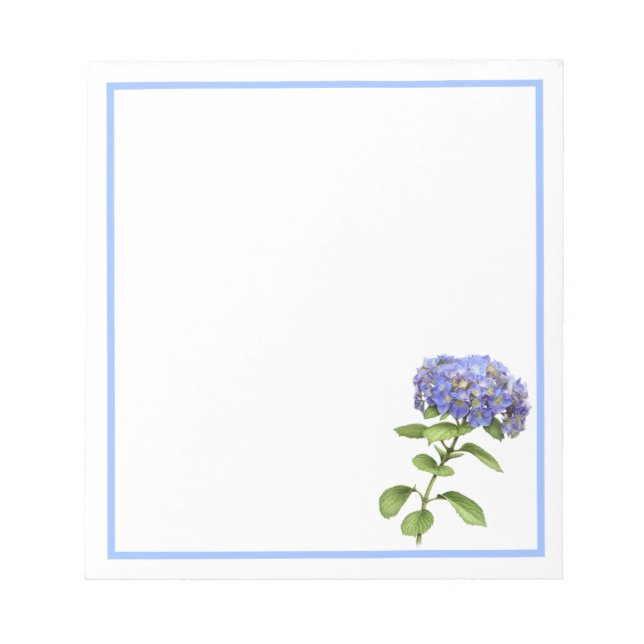 Blue Hydrangea Flower Notepad (Front)