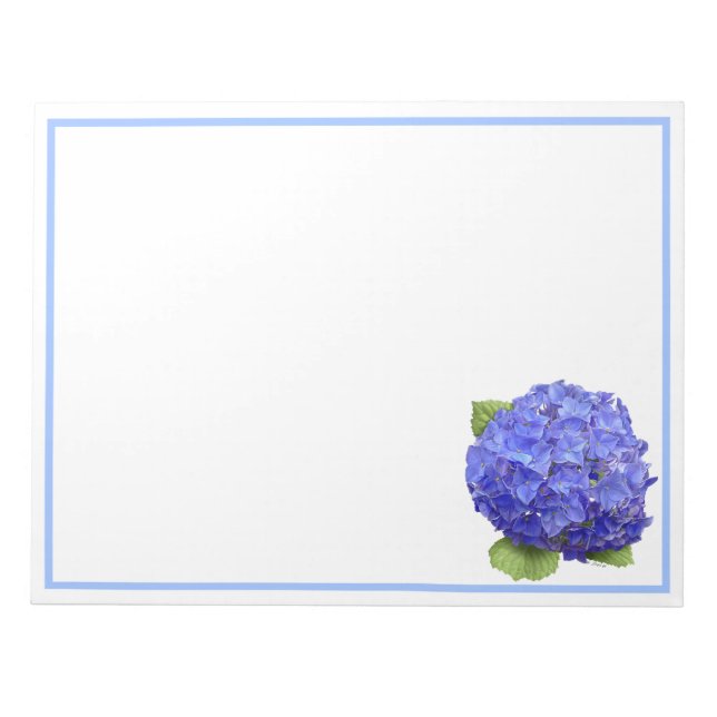 Blue Hydrangea Flower Notepad (Front)