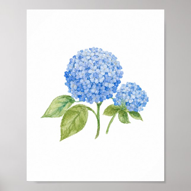 Blue Hydrangea Flower Painting Beach Poster (Front)