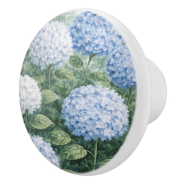 Blue Hydrangea Flower Painting Ceramic Knob (Right)