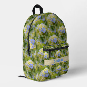 Blue Hydrangea Flower Pattern Personalised      Printed Backpack