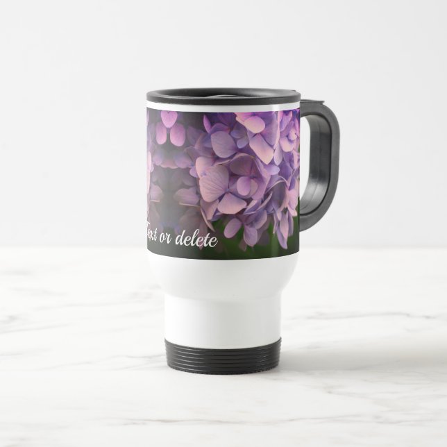 Blue Hydrangea Flower Personalised   Travel Mug (Front Right)