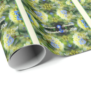Blue Hydrangea Flower Personalised Wedding Wrapping Paper