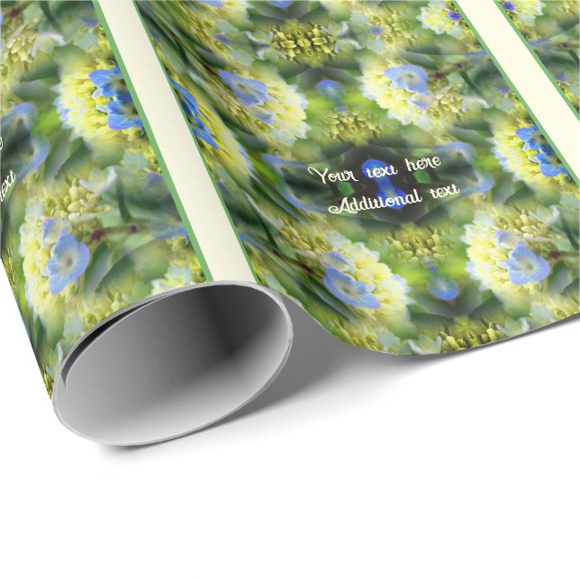 Blue Hydrangea Flower Personalised  Wrapping Paper (Roll Corner)