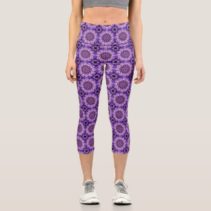 Blue Hydrangea Flower Petals Abstract Art Pattern Capri Leggings
