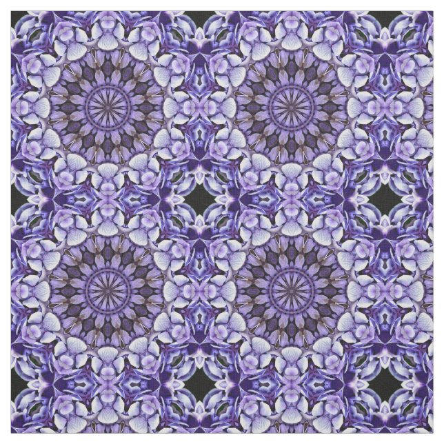 Blue Hydrangea Flower Petals Abstract Art Pattern Fabric (Swatch)
