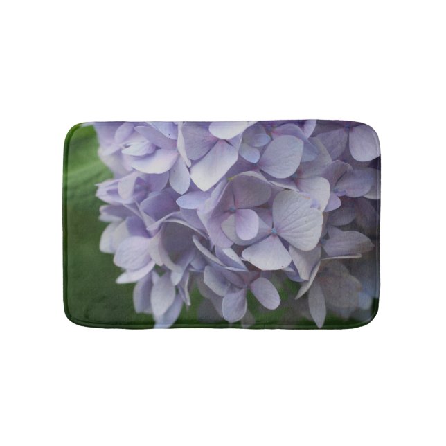 Blue Hydrangea Flower Petals  Bath Mat (Front)