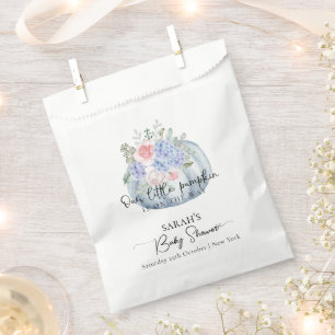 Blue Hydrangea Flower Pumpkin Fall Baby Shower Favour Bags