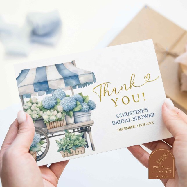 Blue Hydrangea Flower Shops Thank You Card (Creator Uploaded)