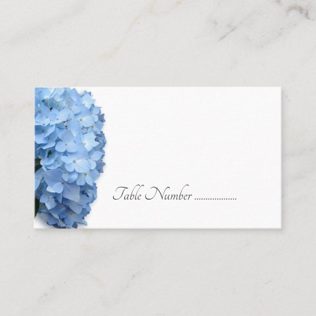 Blue Hydrangea Flower Table Number Cards (Front)