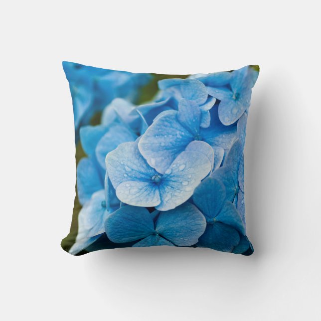 Blue Hydrangea flower Throw Pillow (Front)