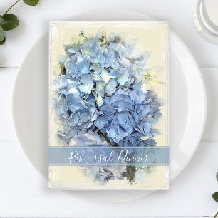 Blue Hydrangea Flower Wedding Rehearsal Dinner Invitation