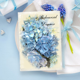 Blue Hydrangea Flower Wedding Rehearsal Dinner Invitation