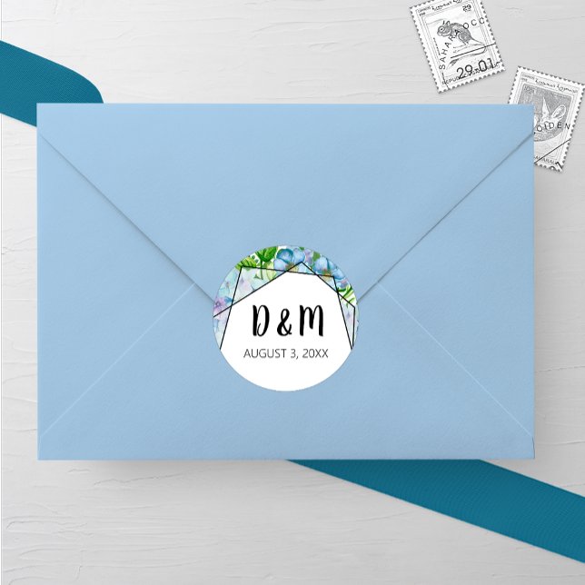 Blue Hydrangea Flower Wedding Round Sticker (Creator Uploaded)