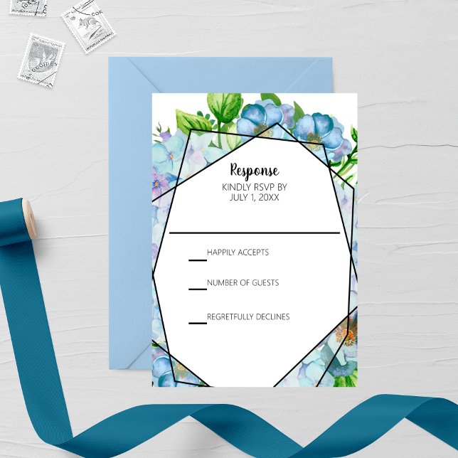 Blue Hydrangea Flower Wedding RSVP Card (Creator Uploaded)