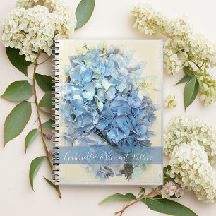 Blue Hydrangea Flower Wedding Spiral Notebook